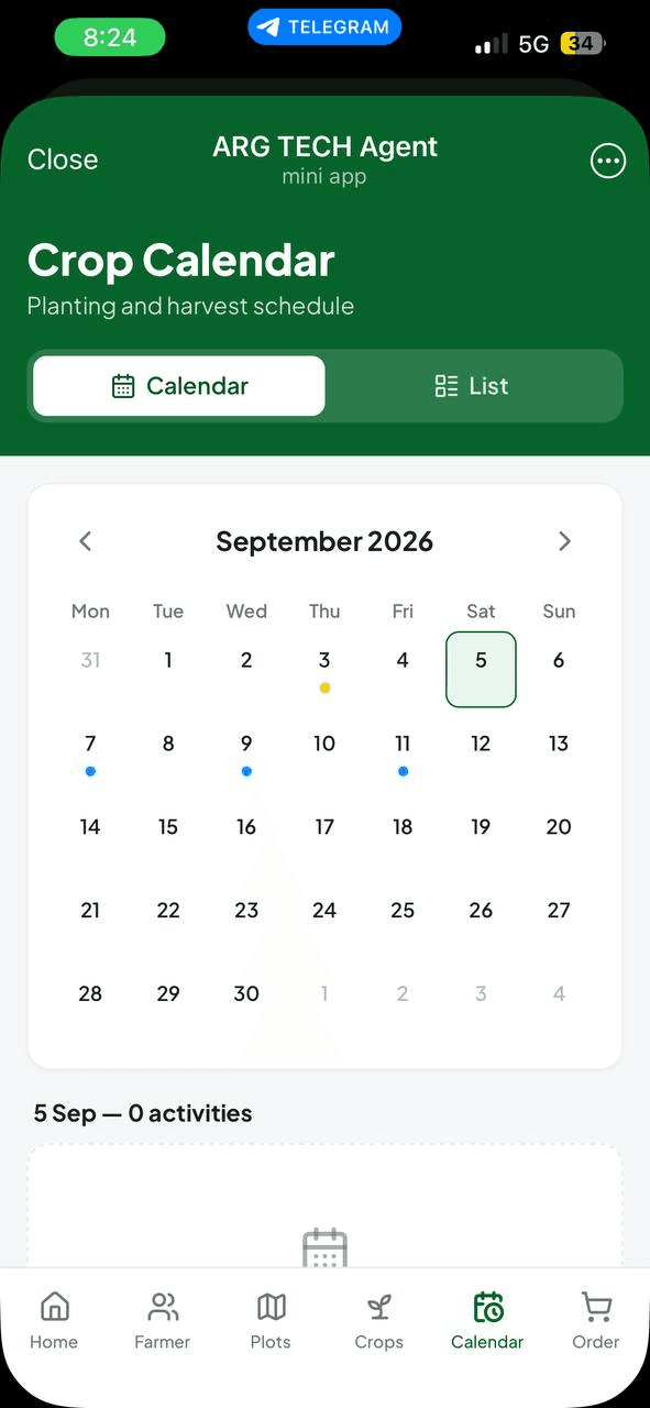 Crop calendar